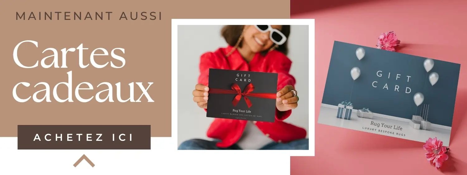 Bannière de site Web pour carte cadeau pour un tapis sur mesure