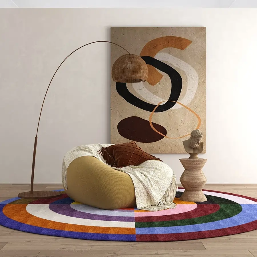 Robert Delaunay, Premier Disque, round custom handknotted rug by Rug Your Life at client's home
