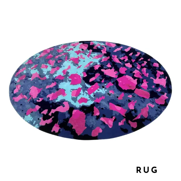 Blue and pink water map, as a bespoke handtufted rug