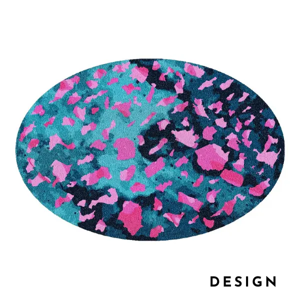 Blue and pink water map, design for bespoke handtufted rug