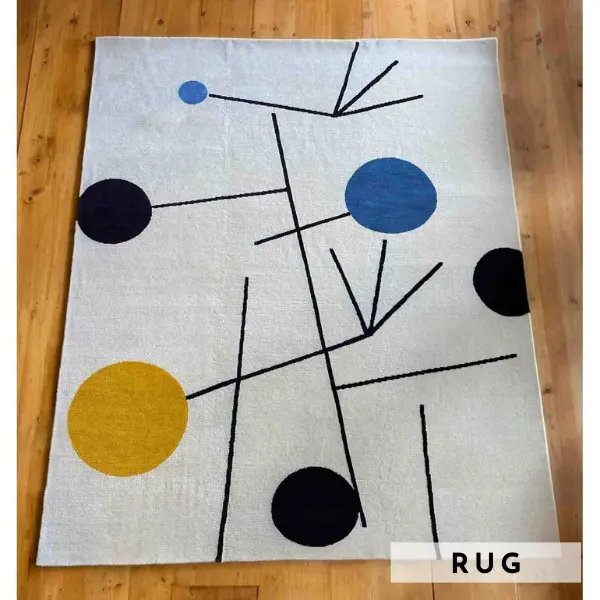 Handknotted rug after Sophie Taeuber-Arp, Rising Falling Flying Equilibre (2)