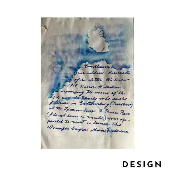 Handwritten family letter, design for bespoke handmade rug