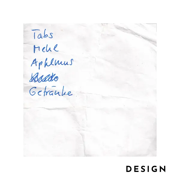 Handwritten shopping list artwork by Thomas Judisch, design for bespoke handknotted rug