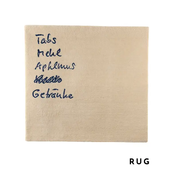 Handwritten shopping list for Thomas Judisch, bespoke handknotted rug