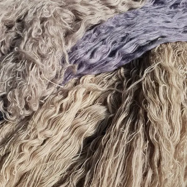 Mohair yarn dyed hanks before rolling