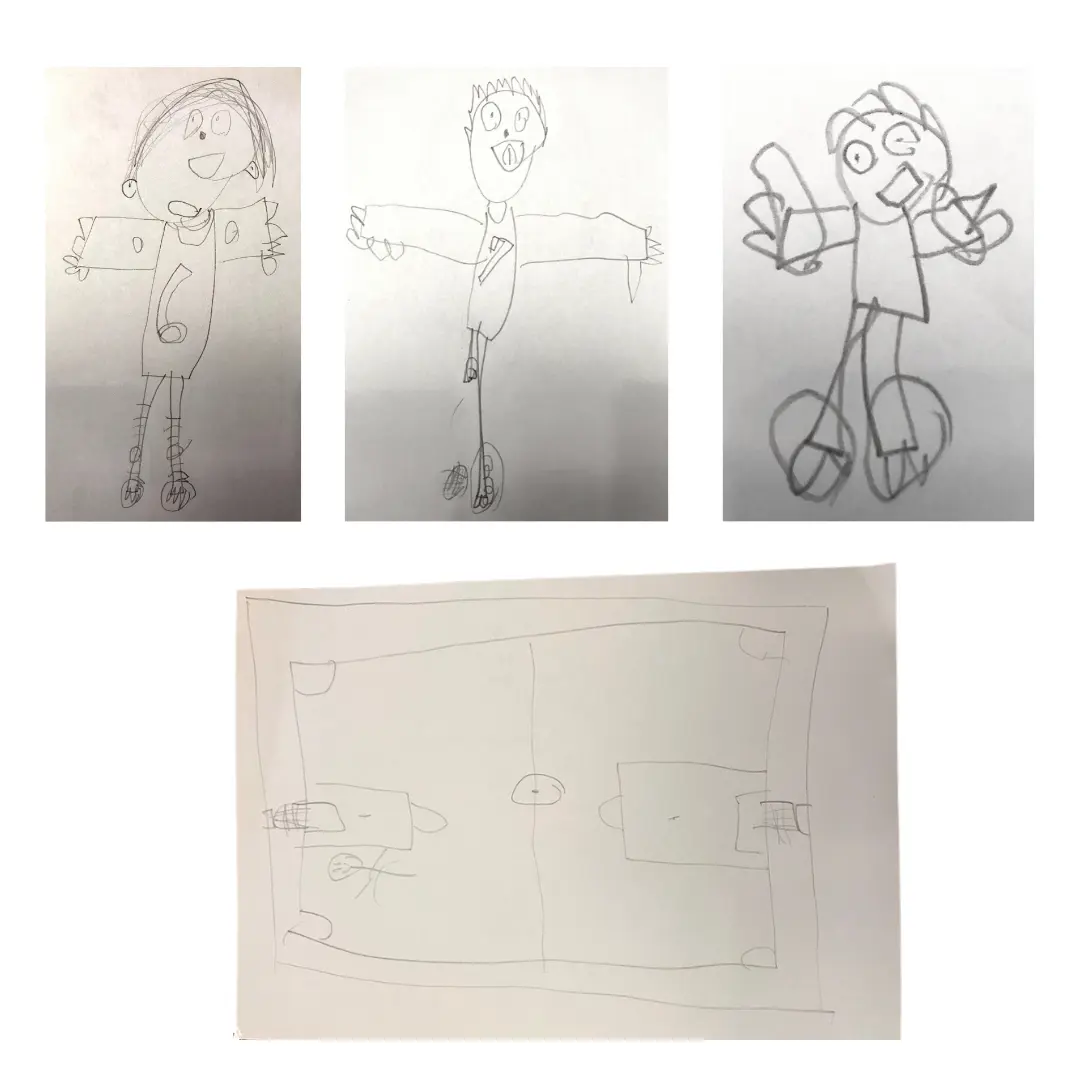 Dibujos originales en los que se basa la alfombra de fútbol