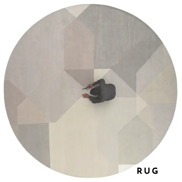 Round Octagons in beige and cream shades bespoke handknotted rug