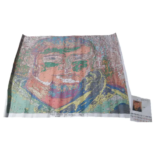 Artisanat derrière la création d'un tapis noué à la main sur mesure à partir d'un portrait dessiné à la main