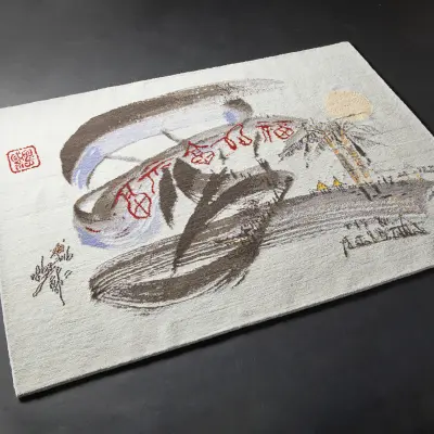 Handknotted bespoke rug after a Chinese ink watercolour artwork (2)