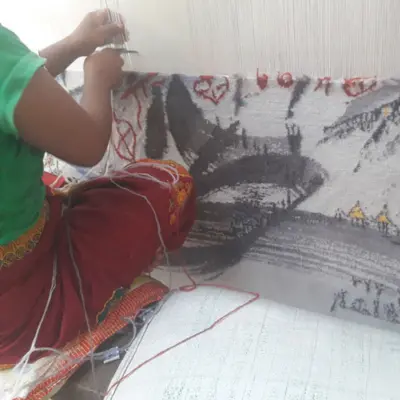 Handknotted bespoke rug after a Chinese ink watercolour artwork (3)