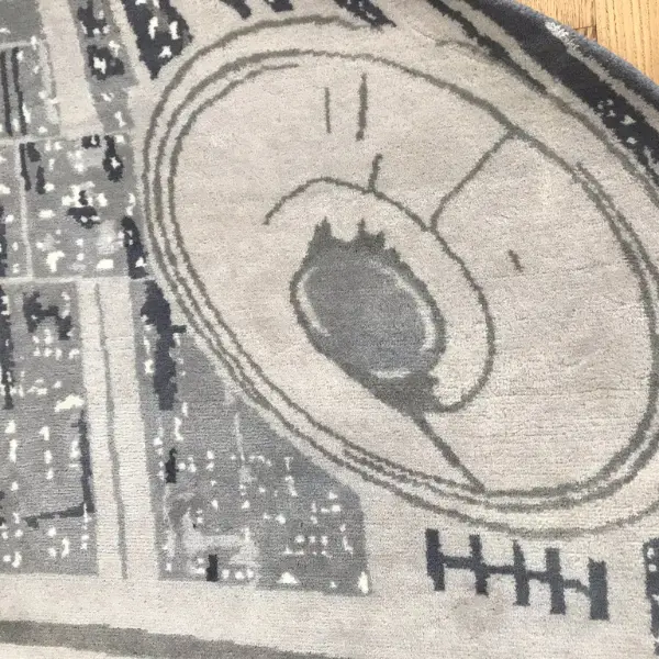 Tapis sur mesure noué à la main inspiré de l'Étoile de la Mort de Star Wars