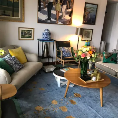 Tapis noué à la main inspiré de tapis chinois art déco vintage et de fleurs du jardin français (7)