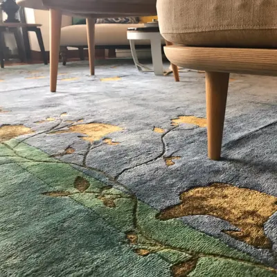 Tapis noué à la main inspiré de tapis chinois art déco vintage et de fleurs du jardin français (8)