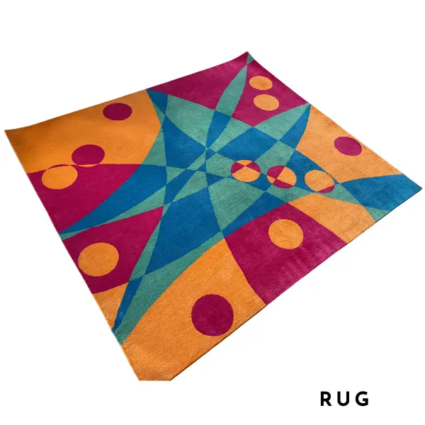 Tapis vibrant noué à la main sur mesure inspiré d'une œuvre d'art
