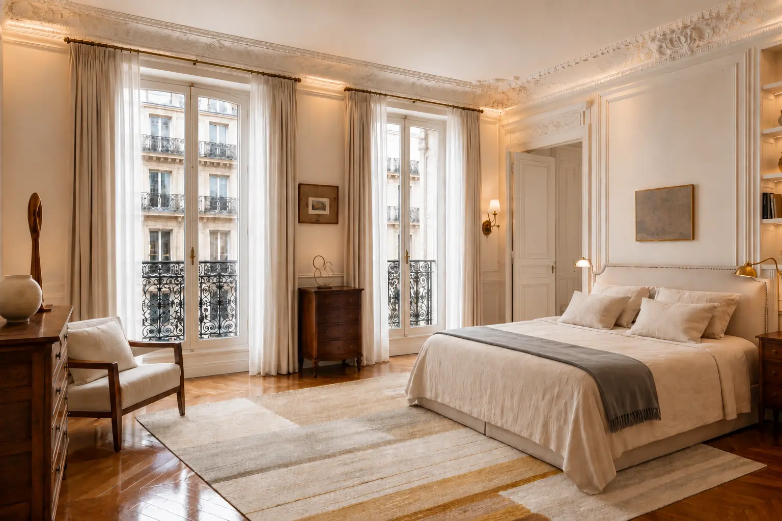 Gästezimmer, Pariser Wohnung: maßgefertigter Teppich