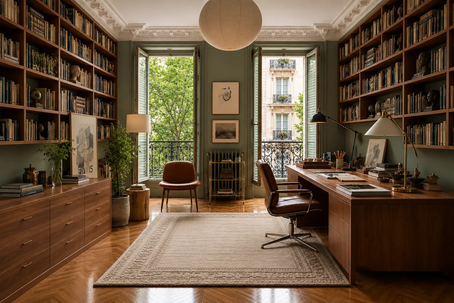 Arbeitszimmer, Pariser Wohnung: maßgefertigter Teppich