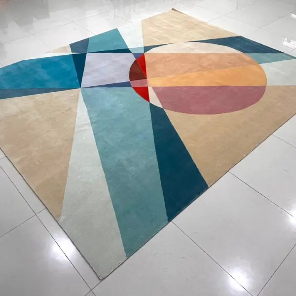 Bright colourful handmade rug inspired in László Moholy- Nagy artwork 1