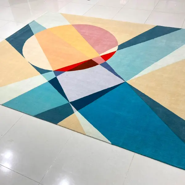 Bright colourful handmade rug inspired in László Moholy- Nagy artwork 2