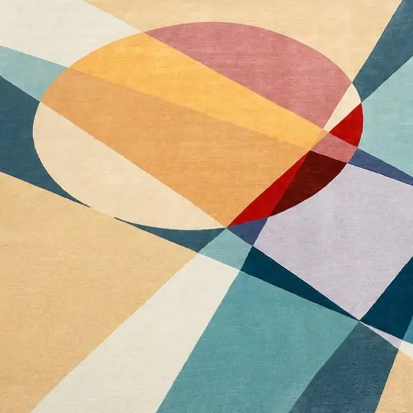Bright colourful handmade rug inspired in László Moholy- Nagy artwork 3