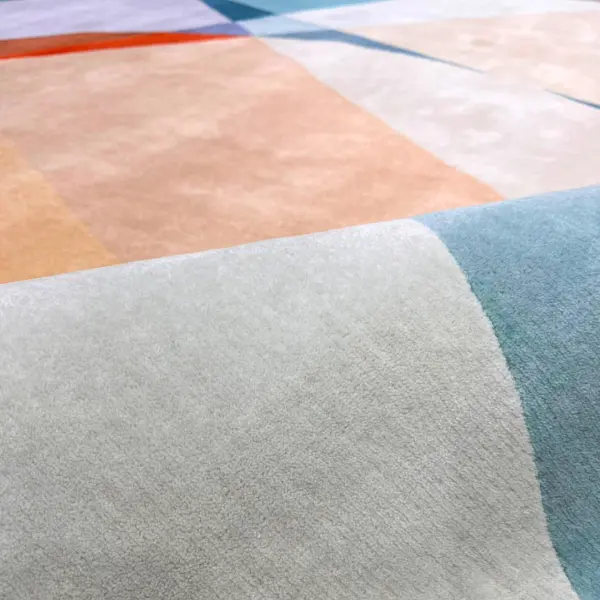 Bright colourful handmade rug inspired in László Moholy- Nagy artwork 4