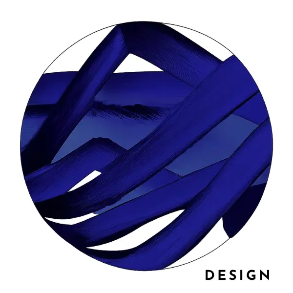 Original blue artwork that inspired the vibrant bespoke rug
