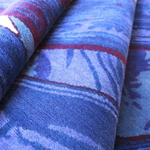 Vibrant custom rug based on impressive blue artwork 13